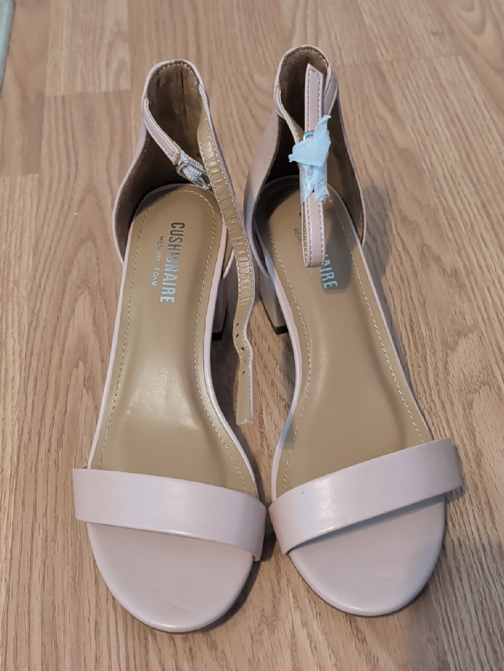 Cushionaire Pale Blush Ankle-Strap Block Heels